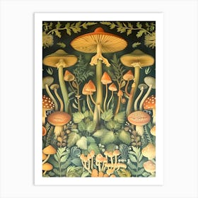 Mushrooms In The Forest 1 Art Print