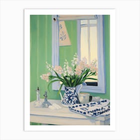 Bathroom Vanity Painting With A Lily Of The Valley Bouquet 3 Art Print