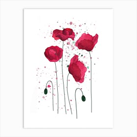 Poppies Watercolour Art Print