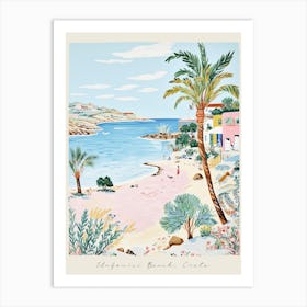 Poster Of Elafonisi Beach, Crete, Greece, Matisse And Rousseau Style 3 Art Print