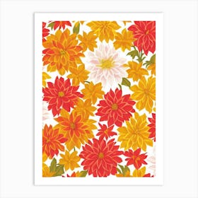 Dahlia Imperialis Floral Print Warm Tones 2 Flower Art Print