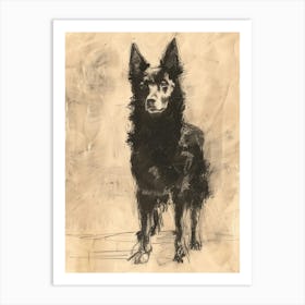 Belgian Laekenois Dog Charcoal Line 1 Art Print