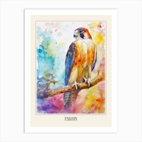 Falcon Colourful Watercolour 3 Poster Art Print