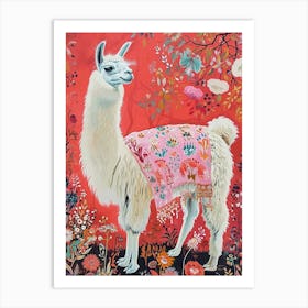 Floral Animal Painting Llama 2 Art Print