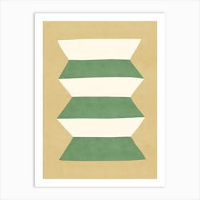 Geometric Greek Vase Pottery Minimalist - Green Beige Art Print