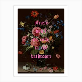 Please Don't Do Coke in the Bathroom Pink Vintage Renaissance Painting Art Print