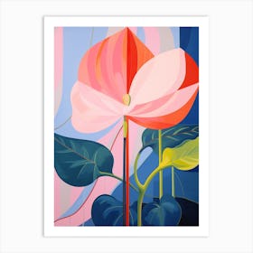 Flamingo Flower Anthurium 3 Hilma Af Klint Inspired Pastel Flower Painting Art Print