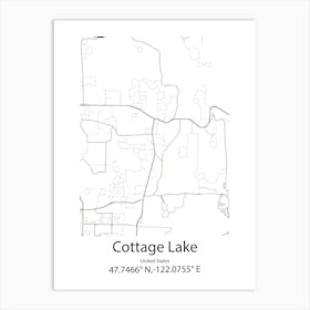 Cottage Lake,United States Minimalist Map Art Print