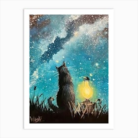 Stargazing Cat Art Print