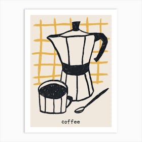 Coffee retro poster, Coffee lover, Breakfast print, Fun kitchen decor Art Print