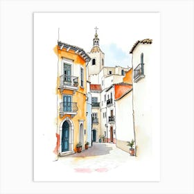 Watercolor Sketch Of A Street In Spain Art Print