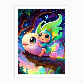 Fairy Girl In The Forest Art Print