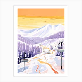 Banff Sunshine Village   Alberta, Canada, Ski Resort Pastel Colours Illustration 0 Art Print