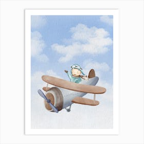 Little Boy Flying A Plane Art Print