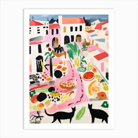 The Food Market In Sintra 3 Illustration Art Print