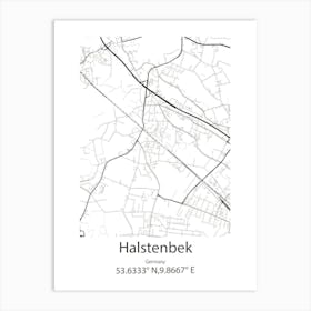 Halstenbek,Germany Minimalist Map Art Print