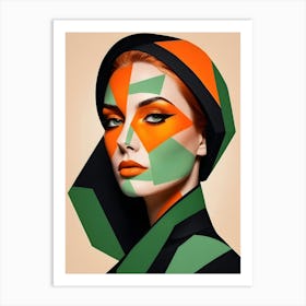 Geometric Woman Portrait Pop Art (90) Art Print