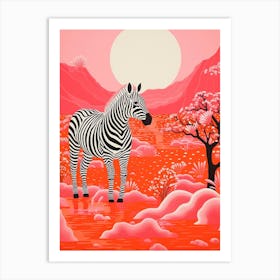Pink Zebra In The Wild 1 Art Print