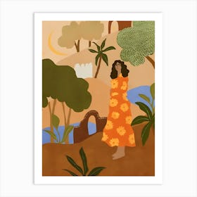 Woman In Orange Dress 1 Art Print