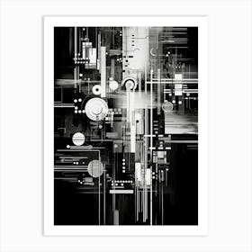 Technology Abstract Black And White 3 Art Print