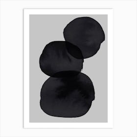 Grey And Black Stacked Stones Watercolour Abstract Art Print