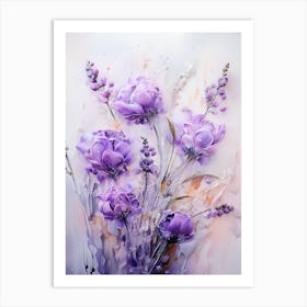 Purple Flowers In A Vase Art Print