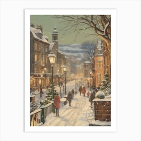 Vintage Winter Illustration Edinburgh Scotland 2 Art Print