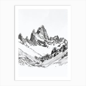 Aconcagua Argentina Line Drawing 2 Art Print