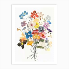 Forget Me Not 5 Collage Flower Bouquet Art Print