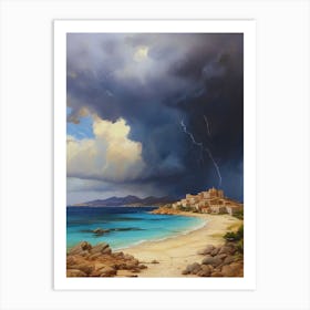 Lightning Over The Sea Art Print