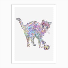 The Cat That Plays Watercolor Art Print