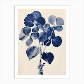Blue Botanical Hydrangea 3 Art Print