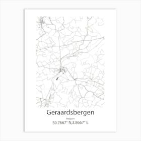 Geraardsbergen,Belgium Minimalist Map Art Print