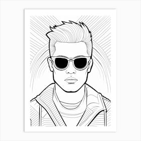 Person With Glasses Colouring Book Style 2 Art Print