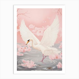 Vintage Japanese Inspired Bird Print Swan 4 Art Print