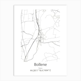 Bollene,France Minimalist Map Art Print