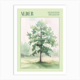 Alder Tree Atmospheric Watercolour Painting 2 Poster Art Print