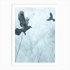 Crows In Flight 2 Art Print