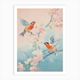 Vintage Japanese Inspired Bird Print Robin 7 Art Print