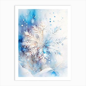 Frost, Snowflakes, Storybook Watercolours 3 Art Print