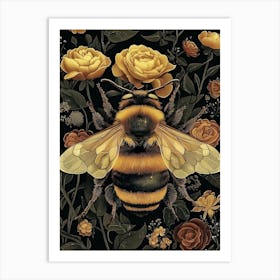 William Morris Print Bumble Bee Art Botanical Art Flowers Big Bee Full Art Print