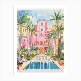 The Waldorf Astoria Beverly Hills   Beverly Hills, California  Resort Storybook Illustration 3 Art Print