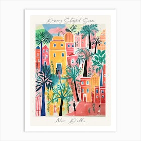 Poster Of New Delhi, Dreamy Storybook Illustration 1 Art Print