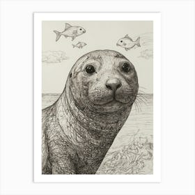 Seal In The Sea Art Print