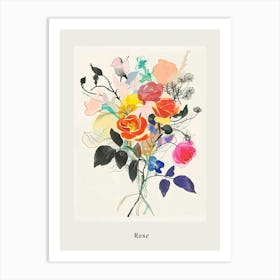 Rose 5 Collage Flower Bouquet Poster Art Print