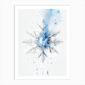 Diamond Dust, Snowflakes, Minimalist Watercolour 1 Art Print