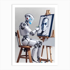 Cute Robot Is Painting Cool 1 Art Print