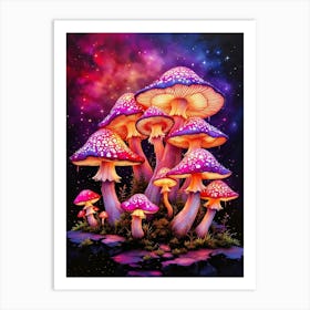 Mushrooms In The Night Sky 1 Póster