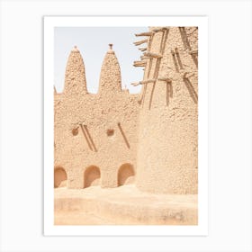 Detail Of A Mosque In Sudano Sahelian Architecture In Burkina Faso In West Africa Art Print