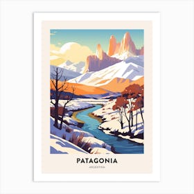 Vintage Winter Travel Poster Patagonia Argentina 1 Art Print